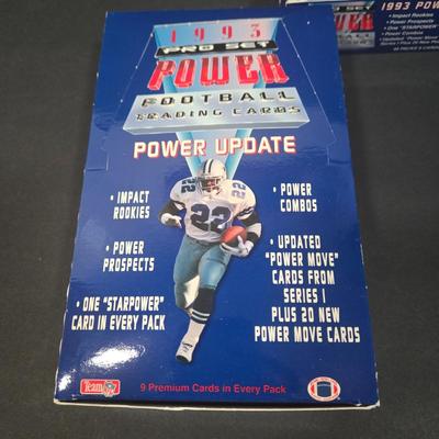 LOT 114Z: Four Boxes of 1993 Pro Set Power Football Trading Cards