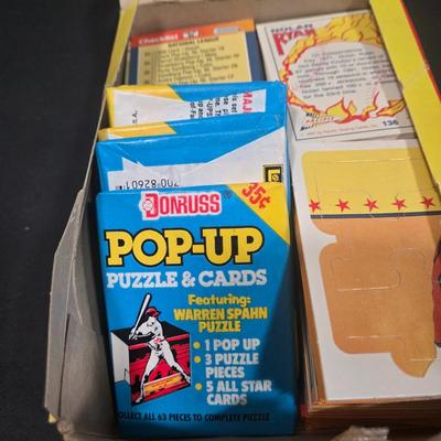 LOT 116Z: Pacific Baseball Legends Trading Cards and Donruss Pop Up Puzzle and Cards / Many Unopened Packs
