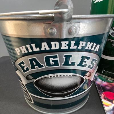 LOT Philadelphia Eagles Waste Paper Tin, Bucket, Helmet, and More