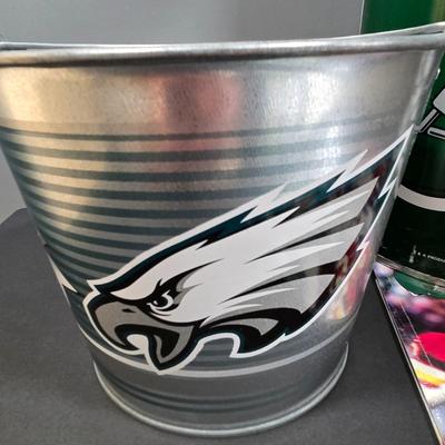 LOT Philadelphia Eagles Waste Paper Tin, Bucket, Helmet, and More
