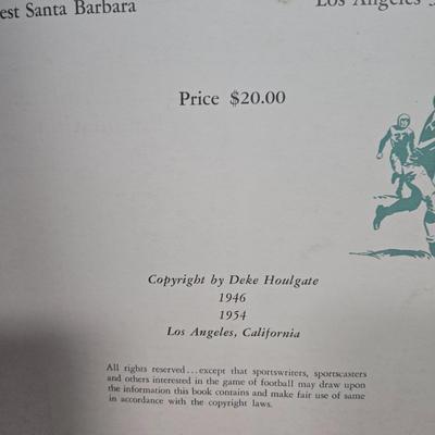 LOT 119Z: Numbered The Football Thesaurus by Deke Houlgate, Football Trading Card Binder with Plastic Protective Sheets, and Playoff NFL...