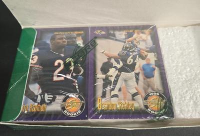 LOT 120Z: Six Boxes Score Supplemental Football Trading Cards/ Many Unopened Packs, Box of Fleer, and Pacific Football Trading Cards