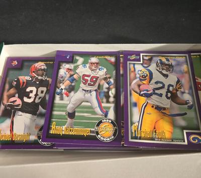 LOT 120Z: Six Boxes Score Supplemental Football Trading Cards/ Many Unopened Packs, Box of Fleer, and Pacific Football Trading Cards