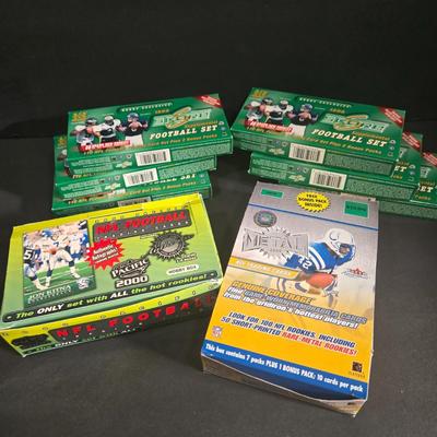 LOT 120Z: Six Boxes Score Supplemental Football Trading Cards/ Many Unopened Packs, Box of Fleer, and Pacific Football Trading Cards