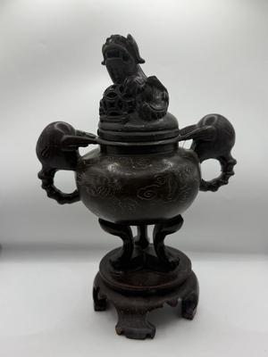 LOT 144F: Chinese Soapstone Fu Dog Jar