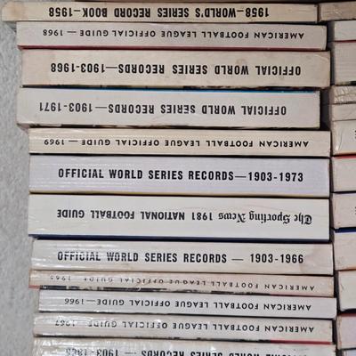 LOT 157Z: Box of Books Including Baseball Dope Books, National Football Guide Books, and More