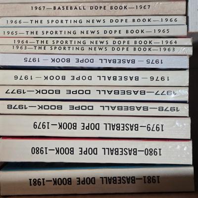 LOT 157Z: Box of Books Including Baseball Dope Books, National Football Guide Books, and More