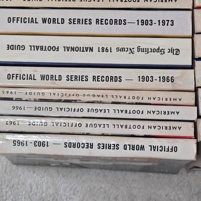 LOT 157Z: Box of Books Including Baseball Dope Books, National Football Guide Books, and More