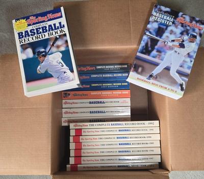 LOT 158Z: Box of Books Including Baseball Record Books and More