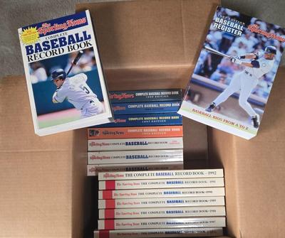LOT 158Z: Box of Books Including Baseball Record Books and More