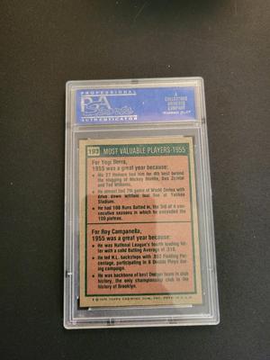 Sale Photo Thumbnail #37: 1975 Topps 1955 MVPS PSA Grade Mint 9 card #193