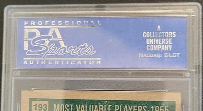 Sale Photo Thumbnail #38: 1975 Topps 1955 MVPS PSA Grade Mint 9 card #193