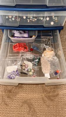 ROLLING DRAWER CONTAINER JAM PACKED WITH JEWELRY MAKING GOODIES