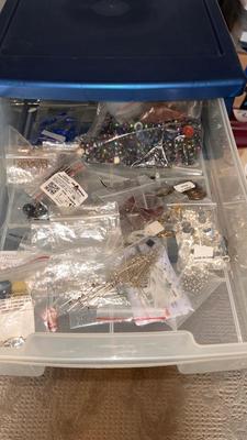 ROLLING DRAWER CONTAINER JAM PACKED WITH JEWELRY MAKING GOODIES