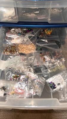 ROLLING DRAWER CONTAINER JAM PACKED WITH JEWELRY MAKING GOODIES