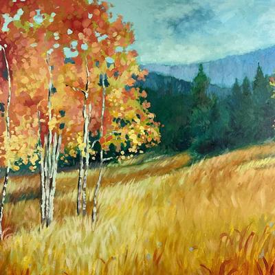 104 Oil Painting Of Fall Landscape signed R. Girdava