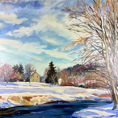 107 Oil Painting On Canvas By Michael Bare Of Snow Scene In Maryland