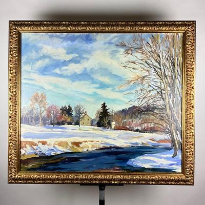 107 Oil Painting On Canvas By Michael Bare Of Snow Scene In Maryland