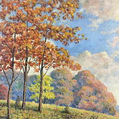 110 Oil Painting Of Landscape With Trees And Hills