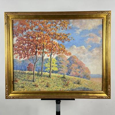 110 Oil Painting Of Landscape With Trees And Hills