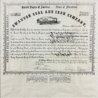 114 "Coal & Iron Company" Stock Certificate Swanton, Maryland