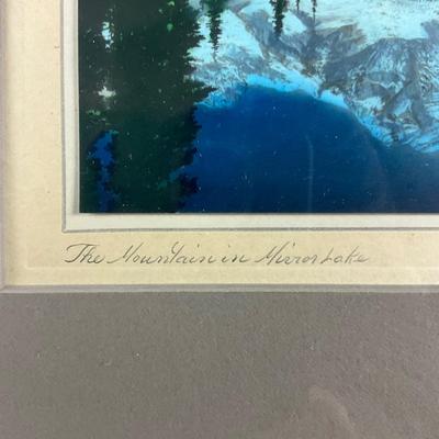 124 Hand-Colored Photograph "The Mountain At Mirror Lake" Mount Rainier