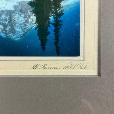 124 Hand-Colored Photograph "The Mountain At Mirror Lake" Mount Rainier