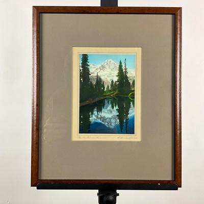 124 Hand-Colored Photograph "The Mountain At Mirror Lake" Mount Rainier