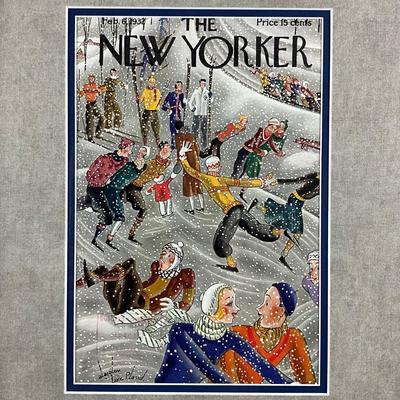 125 New Yorker Magazine Cover February 6th, 1932 "Lake Placid Skating in Snowfall"