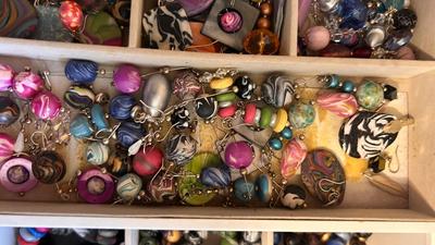 JEWELRY BOX FILLED WITH BRACELETS. EARRINGS AND NECKLACES