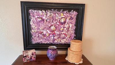 PRETTY PURPLE PAINTING, DÉCOLLETAGE BOX, WICKER BASKETS AND MORE