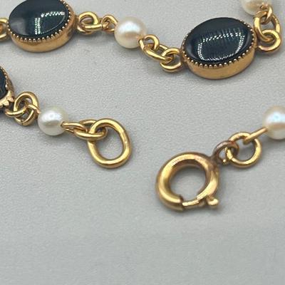 LOT 2: Vintage 12K Gold Fill Gorman Cultured Pearl Bracelet and Screwback Earrings Set