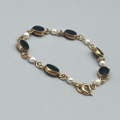 LOT 2: Vintage 12K Gold Fill Gorman Cultured Pearl Bracelet and Screwback Earrings Set