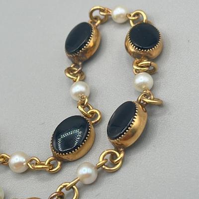 LOT 2: Vintage 12K Gold Fill Gorman Cultured Pearl Bracelet and Screwback Earrings Set