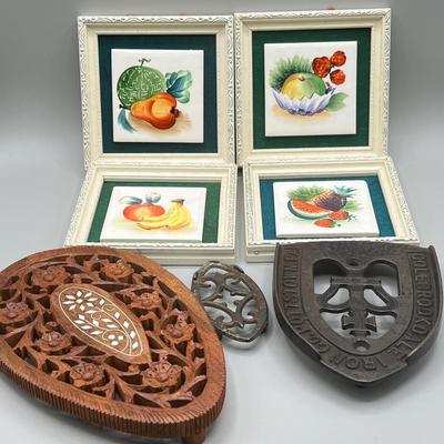 LOT 10: Trivets and Decorative MCM Painted Tiles