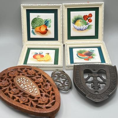 LOT 10: Trivets and Decorative MCM Painted Tiles