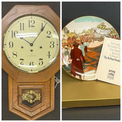 LOT 12: Vintage DuPont Items - Hamilton Wall Clock and Commemorative Plate