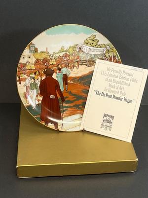 LOT 12: Vintage DuPont Items - Hamilton Wall Clock and Commemorative Plate