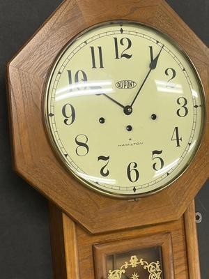 LOT 12: Vintage DuPont Items - Hamilton Wall Clock and Commemorative Plate