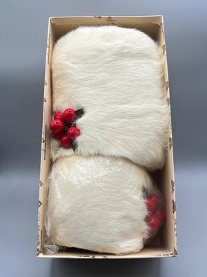 LOT 16: Vintage Children's Rabbit Fur Christmas Muff and Fascinator / Hair Clip Set