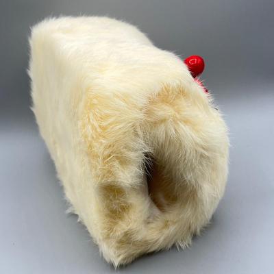 LOT 16: Vintage Children's Rabbit Fur Christmas Muff and Fascinator / Hair Clip Set