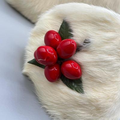 LOT 16: Vintage Children's Rabbit Fur Christmas Muff and Fascinator / Hair Clip Set