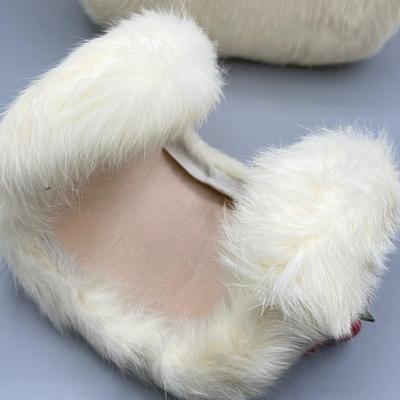 LOT 16: Vintage Children's Rabbit Fur Christmas Muff and Fascinator / Hair Clip Set