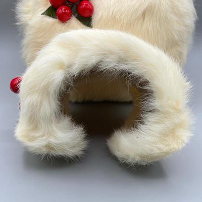 LOT 16: Vintage Children's Rabbit Fur Christmas Muff and Fascinator / Hair Clip Set