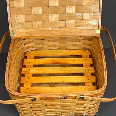 LOT 20: Picnic Basket and Vintage Stag Horn Cutlery Carving Set
