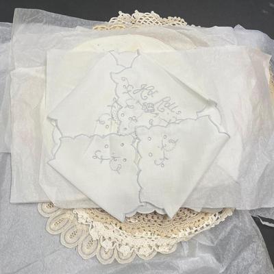 LOT 21: Vintage Doilies and Embroidered Linens