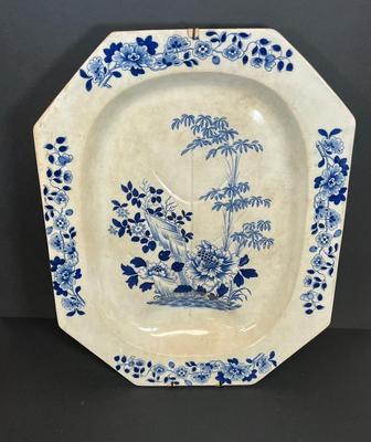 LOT 23: Large Antique / Vintage Rogers Blue and White Serving Platter / Wall Decor
