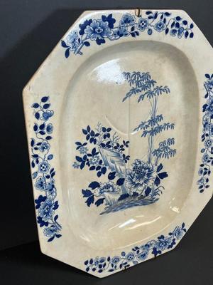 LOT 23: Large Antique / Vintage Rogers Blue and White Serving Platter / Wall Decor