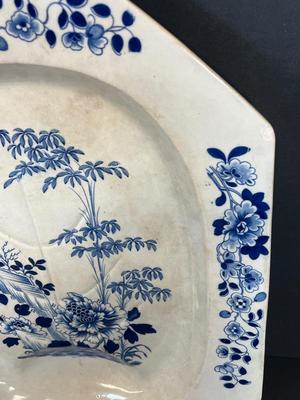 LOT 23: Large Antique / Vintage Rogers Blue and White Serving Platter / Wall Decor