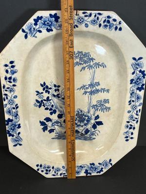 LOT 23: Large Antique / Vintage Rogers Blue and White Serving Platter / Wall Decor